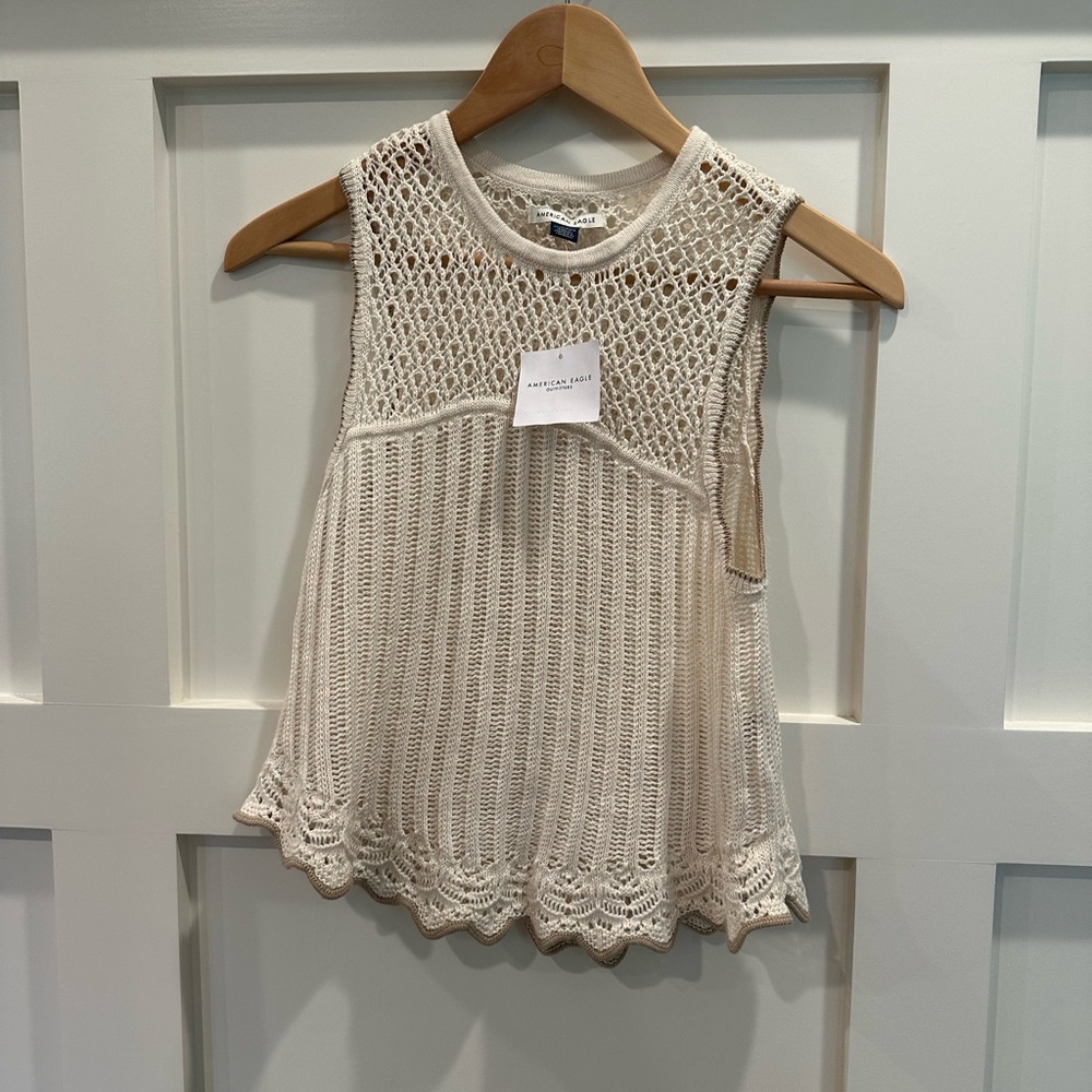 American Eagle Outfitters Cream Knitted Tank Top